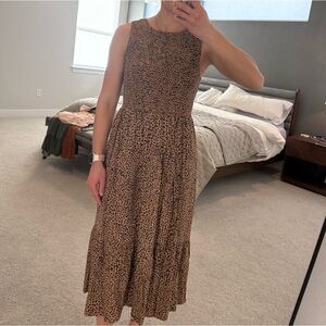 J. Crew Brown Leopard Print Midi Dress
